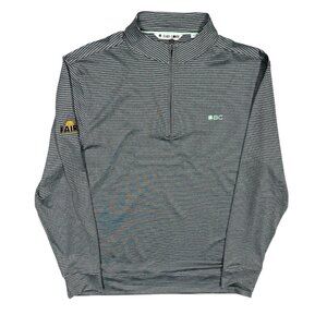 Black Clover Long Sleeve Golf Shirt 1/2 Zip Striped Blue Stretch Large